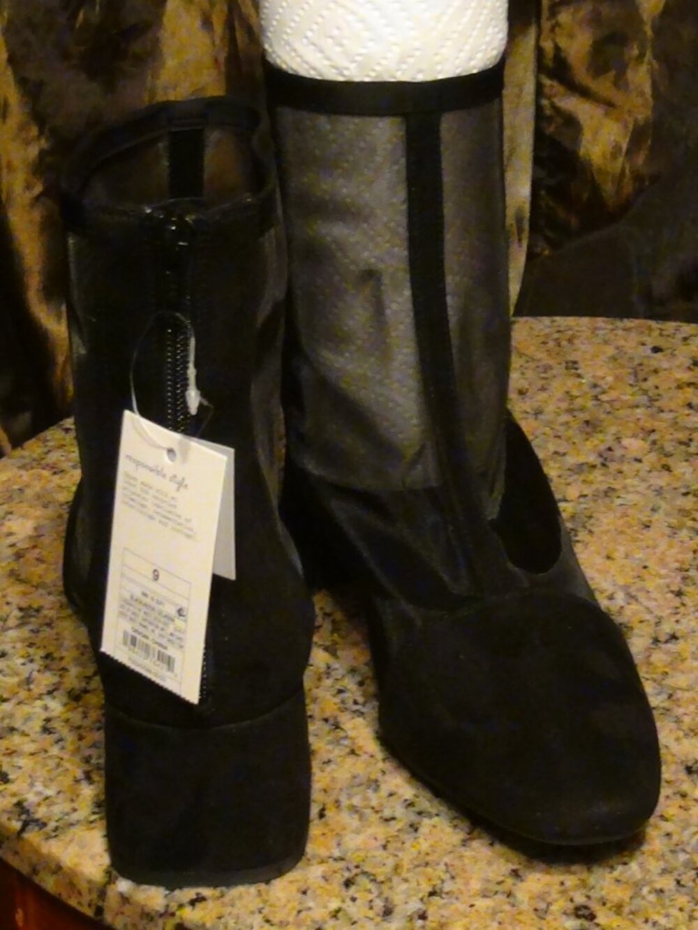 Women’s Celaena Mid-calf 1.75" Heel See-thru Boots Size 9 Black A New Day - Picture 3 of 13